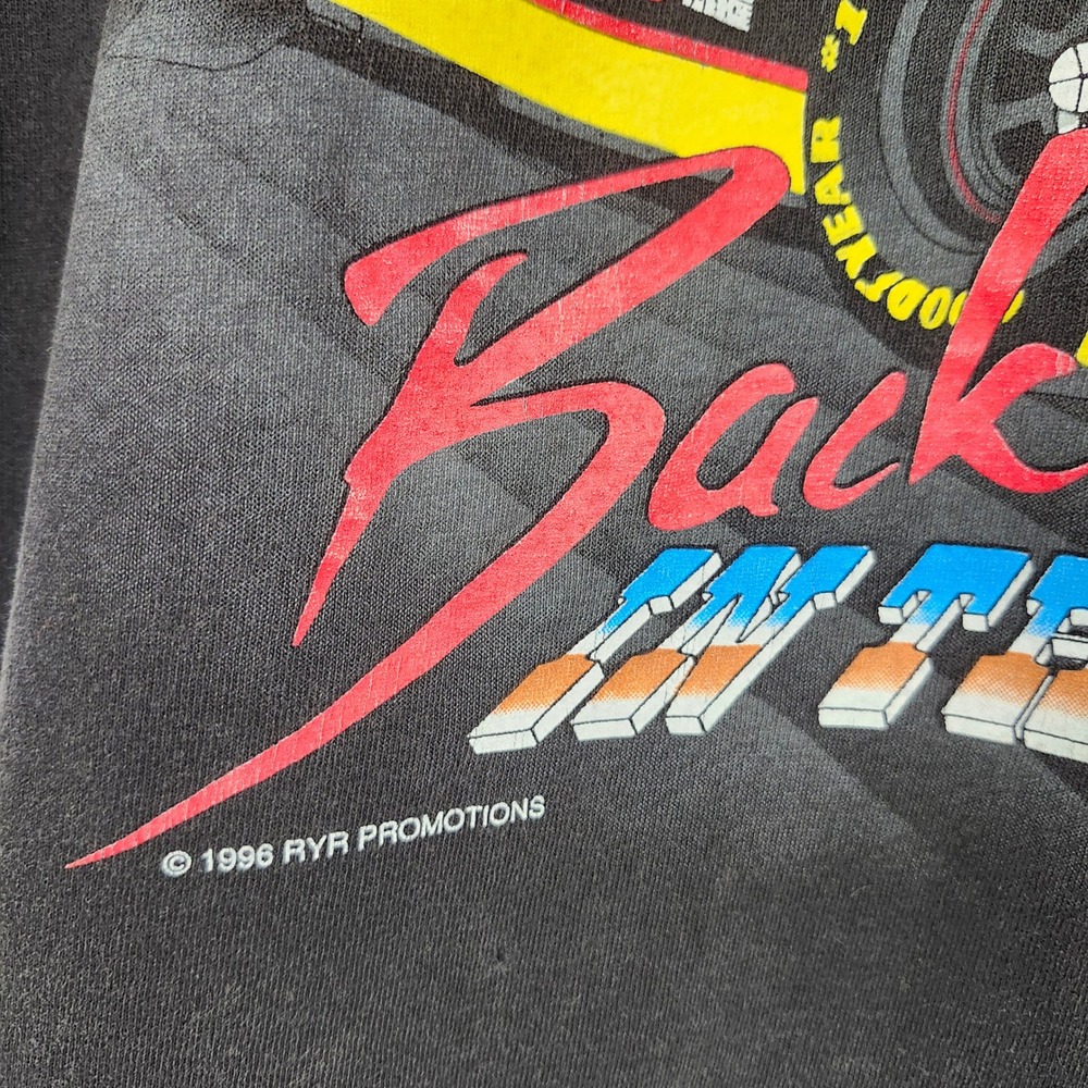 Black Vintage 1996 Ernie Irvan NASCAR Racing T-Shirt Size M Unfinished Business - Picture 4 of 9